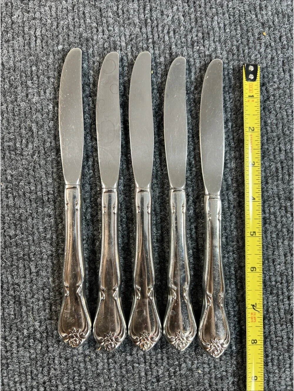 5 Oneida Dinner Butter Knives ARBOR ROSE Stainless Silverware Flatware